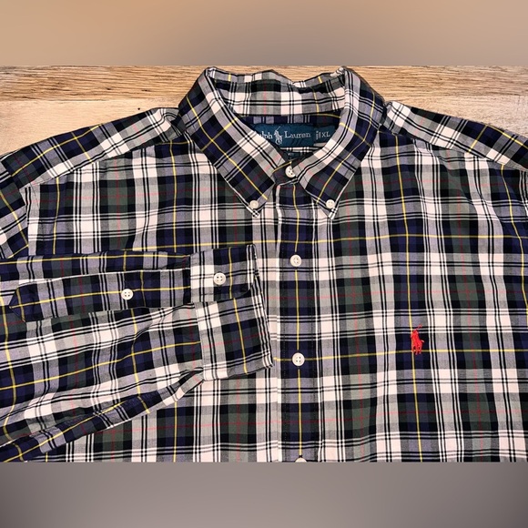 Ralph Lauren Other - Ralph Lauren Shirt Size XL Men’s White Green Plaid Classic Fit Long Sleeve